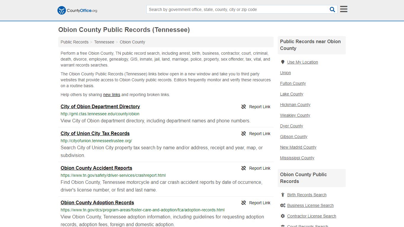 Public Records - Obion County, TN (Business, Criminal, GIS ...